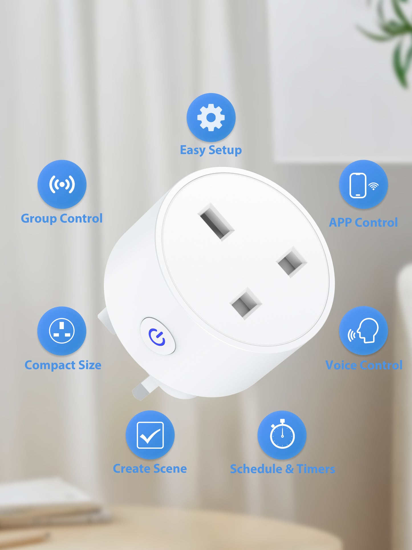 UK Smart Wifi Plug that Work with Alexa 13A ET30