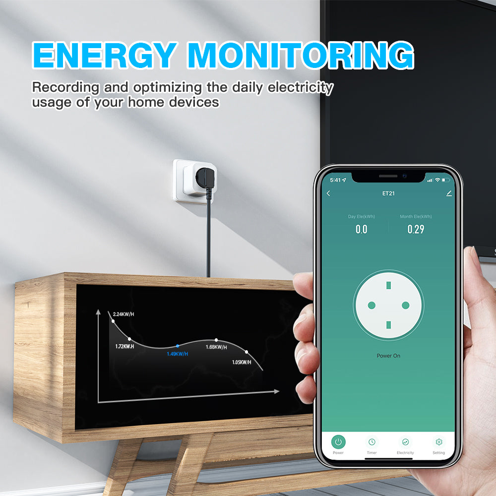 EU WLAN Smart Steckdose misst Stromverbrauchsmesser ET21
