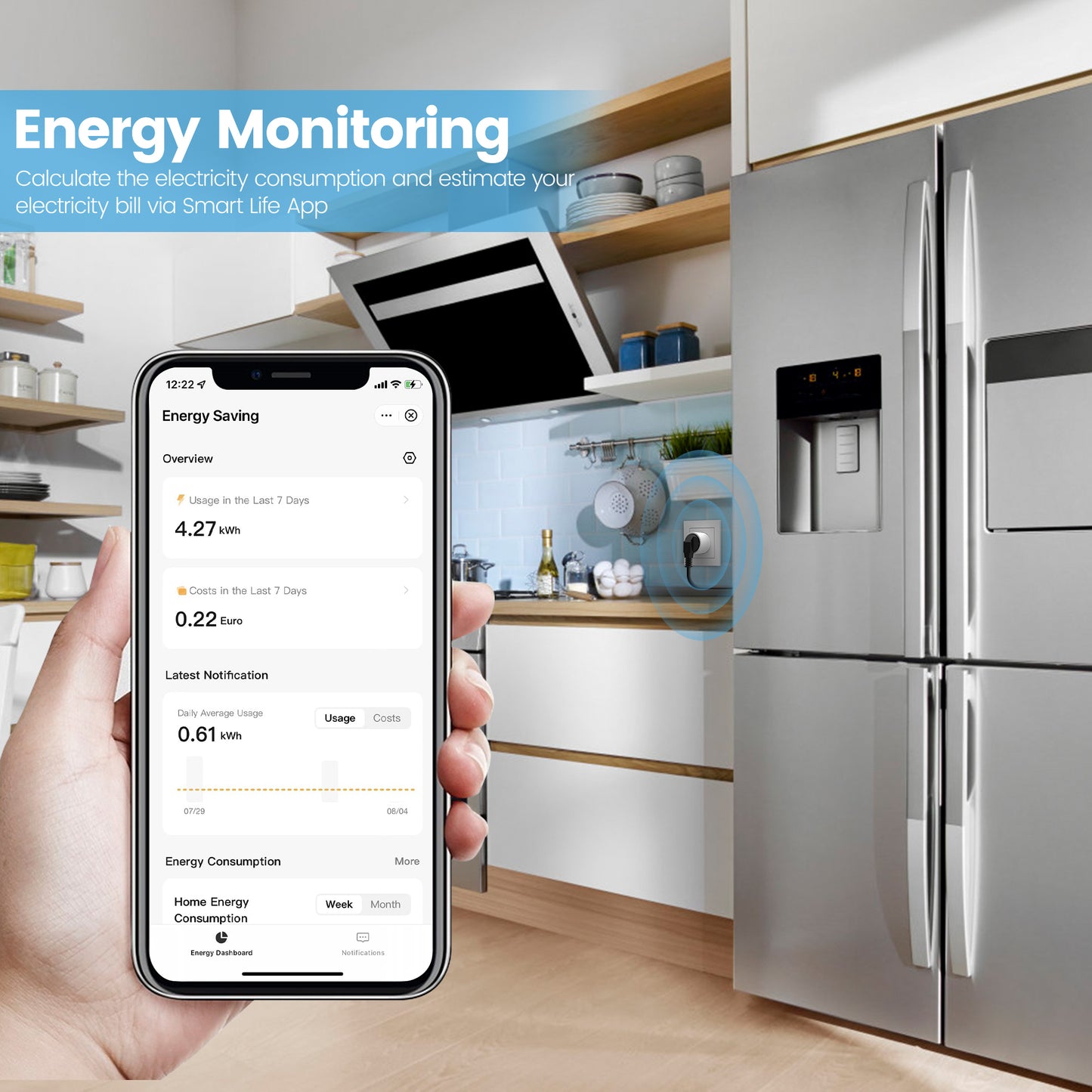ELELINK Smart Plug, 15A WiFi Smart Plug with Energy Monitoring, Wireless Remote Control Timer Plug, 2.4 GHz Wi-Fi Only