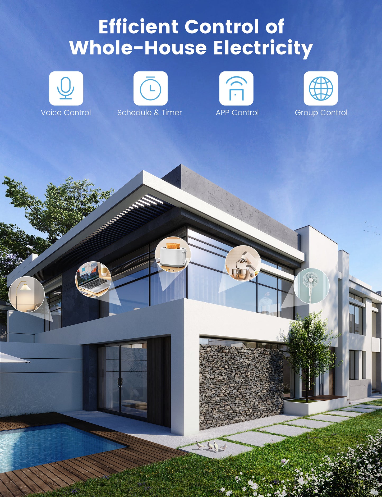 ELELINK WiFi Plugs That Work with Alexa and Google Home, Smart Outlet with Remote Control and Timer Function, 2.4GHz Wi-Fi Only