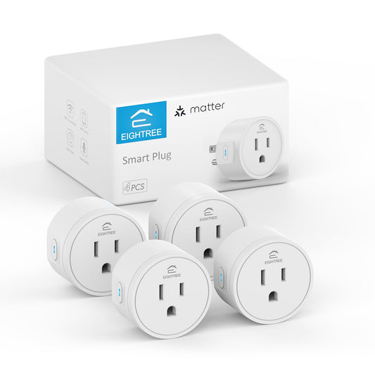 EIGHTREE Matter Smart Plug, Homekit Supported, Hub Required, Smart Plugs That Work with Alexa, Siri & Google Home, WiFi Plug with Remote Control, Timer & Schedule, Matter Smart Home 2.4GHz Wi-Fi Only