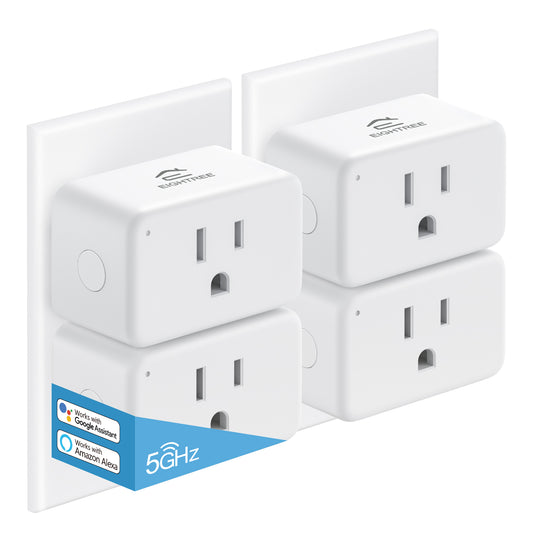 EIGHTREE Mini Smart Plug 5GHz Wi-Fi Compatible 15A, Smart Plugs That Work with Alexa & Google Home & SmartThings, Energy Monitor, Remote Control, Timer & Schedule, Wi-Fi Plugs
