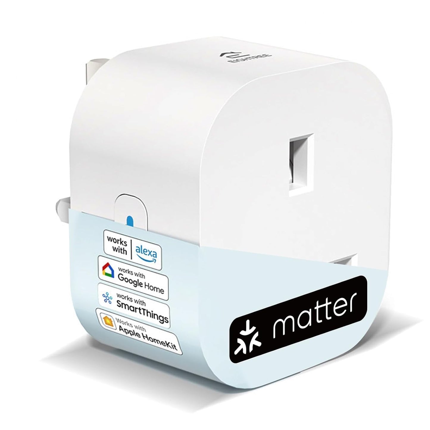 EIGHTREE Matter Smart Plug with Energy Monitoring, Mini WiFi Plug Works With Apple HomeKit, Alexa, Google Home, SmartThings, Remote Control, Timer & Schedule Function, 2.4Ghz Wi-Fi Only, 13A