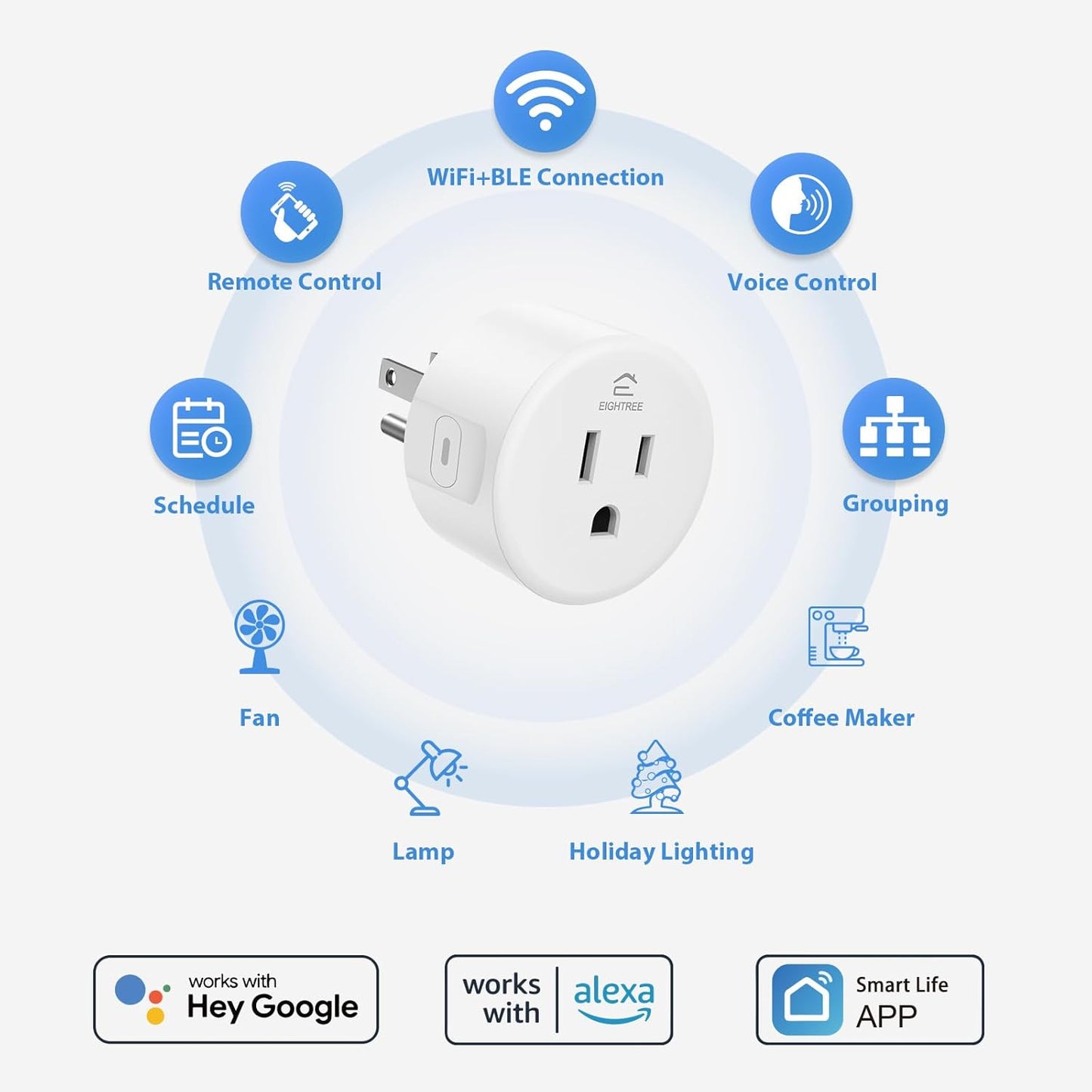 Eightree Smart Plug for 5GHz & 2.4GHz, Smart Outlet WiFi Socket with APP Remote Control, Compatible with Alexa