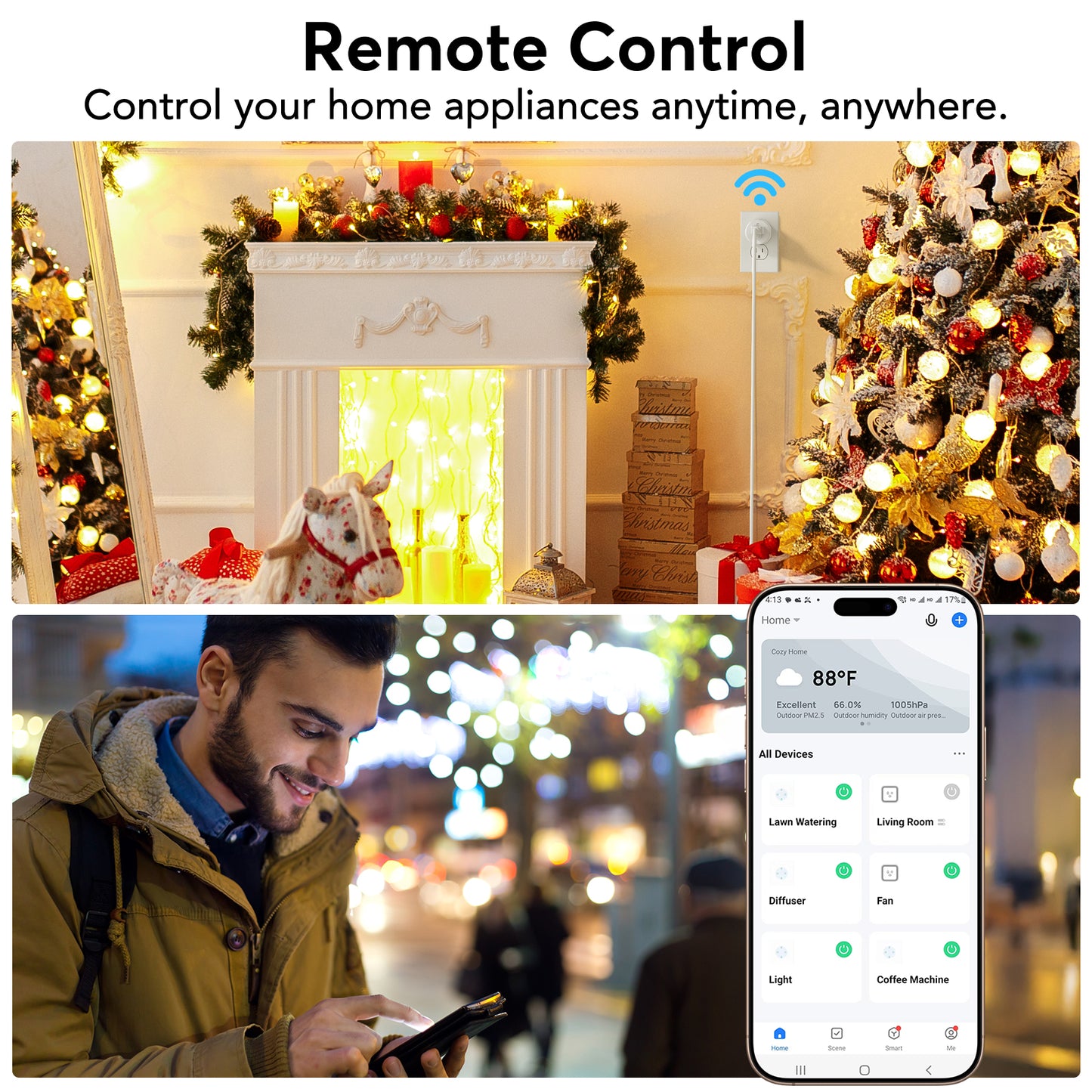 EIGHTREE Smart Plug, WiFi Outlet Works with Alexa & Google Home, Smart Home Socket with Remote Control & Timer Function, 2.4GHz WiFi Only
