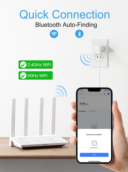 EIGHTREE Mini Smart Plug 5GHz Wi-Fi Compatible 15A, Smart Plugs That Work with Alexa & Google Home & SmartThings, Energy Monitor, Remote Control, Timer & Schedule, Wi-Fi Plugs