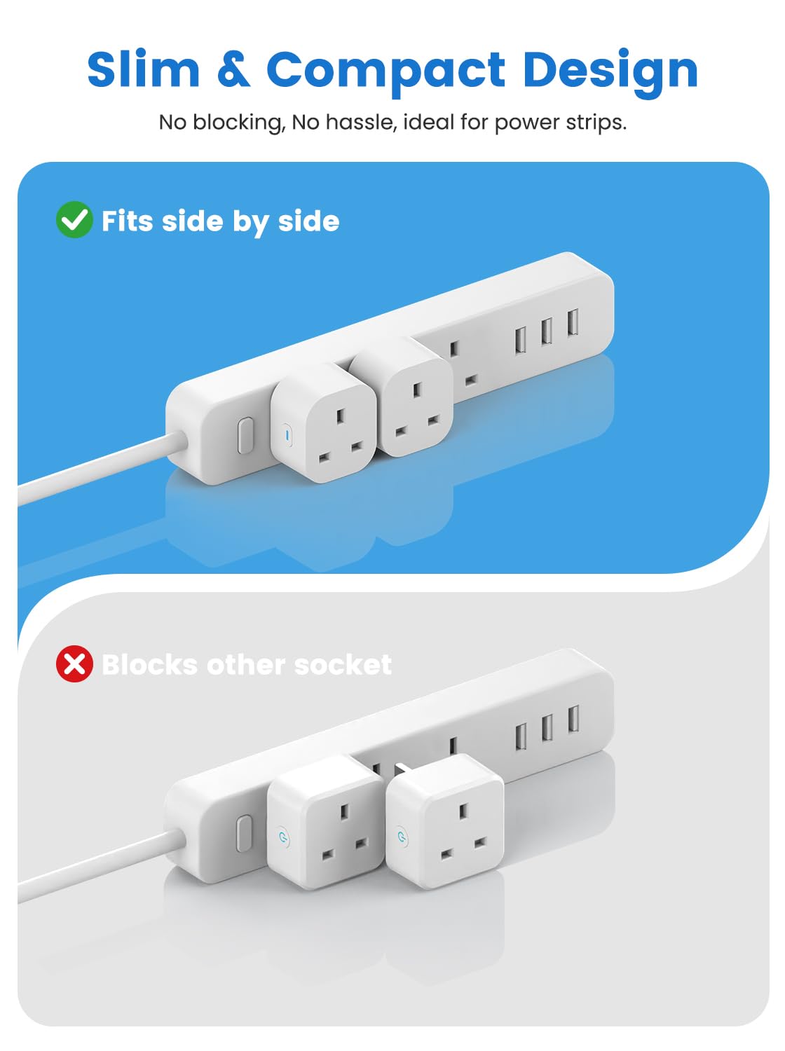 EIGHTREE Smart Plug that Work With Alexa & Google Home, Smart Plug with Energy Monitoring, Mini Smart Socket WiFi Plug, Remote Control, Timer & Schedule Function, 2.4Ghz Wi-Fi Timer Plug