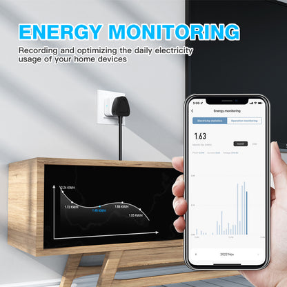 EIGHTREE Smart Plug with Energy Monitoring, 13A Smart Plugs that Work with Alexa, Google Home, SmartThings, Wireless Remote Control Timer Plug, 2.4 GHz Only Wi-Fi Plug