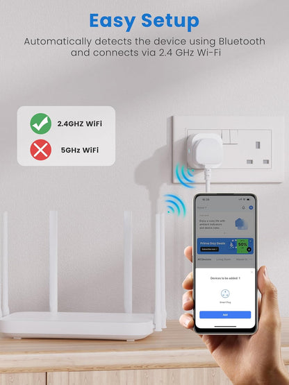 EIGHTREE Smart Plug that Work With Alexa & Google Home, Smart Plug with Energy Monitoring, Mini Smart Socket WiFi Plug, Remote Control, Timer & Schedule Function, 2.4Ghz Wi-Fi Timer Plug