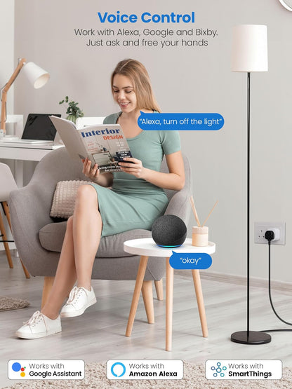EIGHTREE Smart Plug that Work With Alexa & Google Home, Smart Plug with Energy Monitoring, Mini Smart Socket WiFi Plug, Remote Control, Timer & Schedule Function, 2.4Ghz Wi-Fi Timer Plug