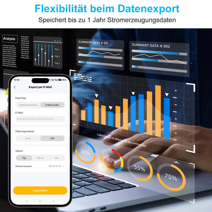 EIGHTREE WLAN Steckdose für Balkonkraftwerk mit Stromzähler, Stromverbrauch und Einspeisung messen, Steckdose mit Energiezähler für Mini-PV, 2.4G/5G WLAN, 16A 3680W, Alexa & Google Home kompatibel