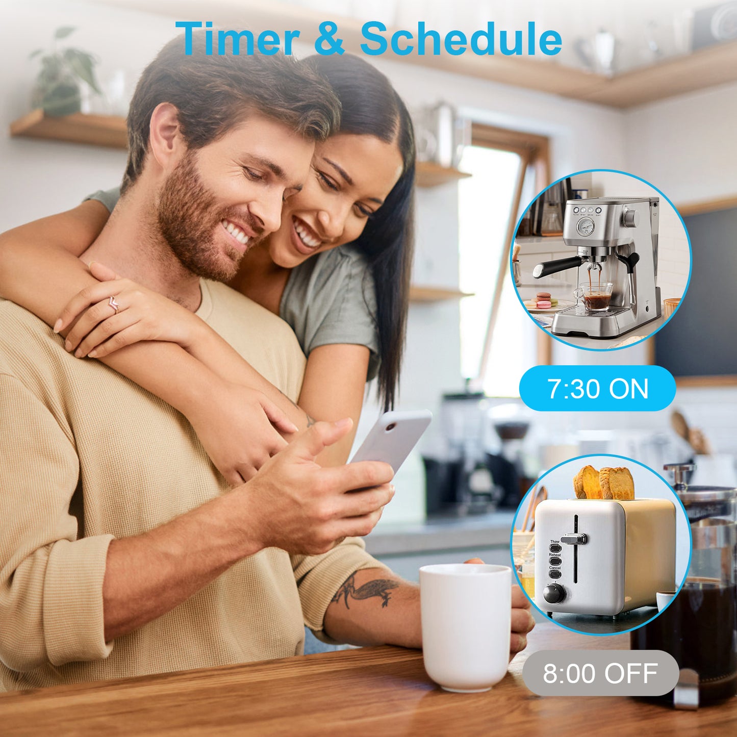 EIGHTREE Smart Plug with Energy Monitoring, 13A Smart Plugs that Work with Alexa, Google Home, SmartThings, Wireless Remote Control Timer Plug, 2.4 GHz Only Wi-Fi Plug