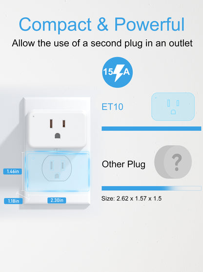 EIGHTREE Smart Plug 15A, Smart Plugs That Compatible with Alexa & Google Home & SmartThings, No Hub Required, WiFi Outlet with Remote Control, Timer & Schedule, 2.4GHz WiFi Only