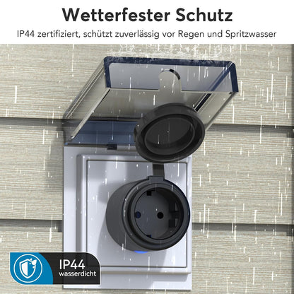 EIGHTREE WLAN Steckdose Outdoor, Zeitschaltuhr Aussenbereich mit Strommessung IP44 Wasserdicht, Smarte Steckdose mit Zeitschaltuhr, Fernbedienung & Sprachsteuerung, Kompatibel mit Alexa & Google Home