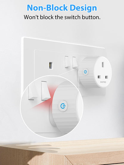 EIGHTREE Smart Plugs with Energy Monitoring, WiFi Smart Sockets with Remote Control and Timer, 2.4GHz Wi-Fi, 13A,  Alexa & Google Home Compatible