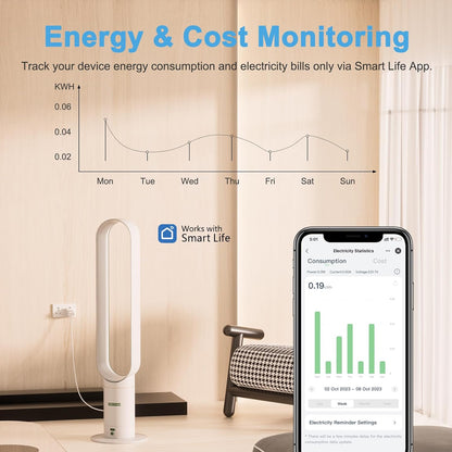EIGHTREE Matter Smart Plug with Energy Monitoring, Mini WiFi Plug Works With Apple HomeKit, Alexa, Google Home, SmartThings, Remote Control, Timer & Schedule Function, 2.4Ghz Wi-Fi Only, 13A