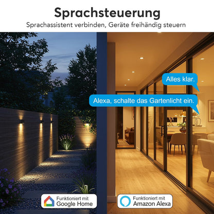 EIGHTREE WLAN Steckdose Outdoor, Zeitschaltuhr Aussenbereich mit Strommessung IP44 Wasserdicht, Smarte Steckdose mit Zeitschaltuhr, Fernbedienung & Sprachsteuerung, Kompatibel mit Alexa & Google Home
