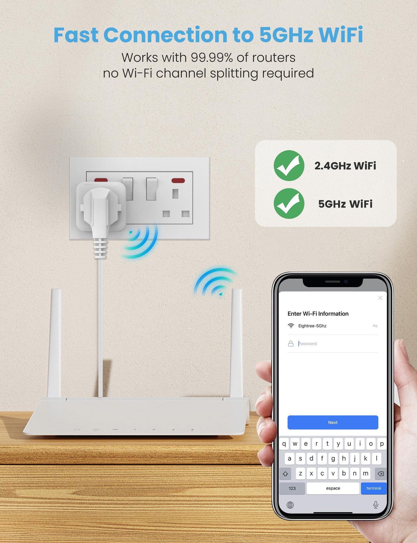 EIGHTREE Smart Plug 5GHz WiFi Compatible with Energy Monitoring, Smart Plugs that Work with Alexa Works with Alexa & Google Assistant & Smart Life, Wireless Remote Control Timer Plug Smart Home, 13A